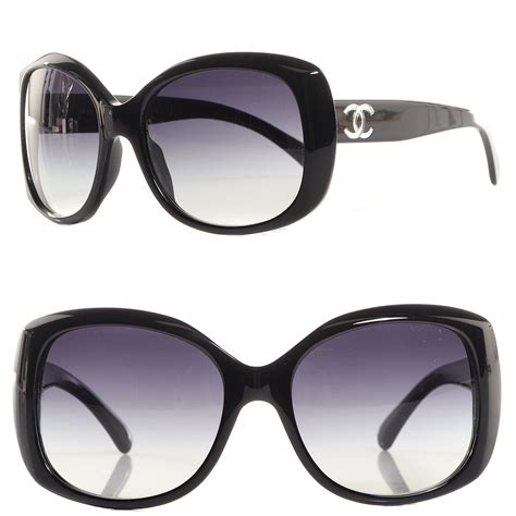 chanel logo sunglasses black